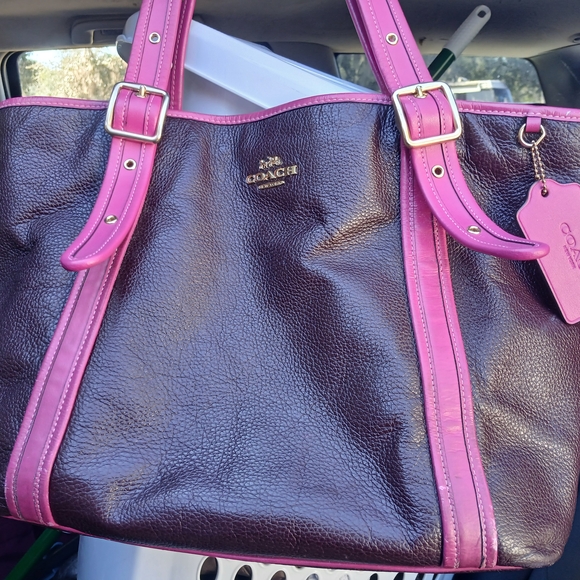 Coach Handbags - Coach Pink and Purple Leather Tote